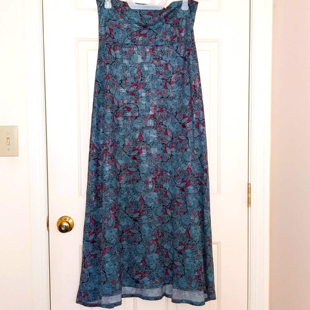 LulaRoe Maxi Skirt Blue/Magenta Print